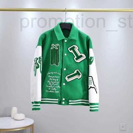 Heren Jackets Designer Mode Brand Men Jacket L Vintage Loose Long Sleeve Green Baseball Man's Hip Hop Autumn Varsity 5er0