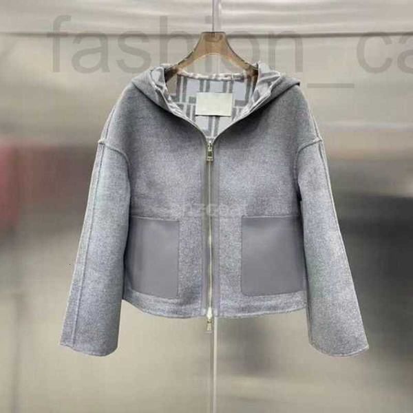 Diseñador de chaquetas para hombre Lana de alta calidad para mujer y abrigo de mezcla de diseñador Chaqueta corta con capucha Moda de invierno Reversible Full F Letter Print Top