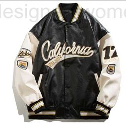 Heren Jackets Designer Jacket Casual Motorcycle Bomb Street Pu Leather Men Fit honkbal uniform Fit retro brief geborduurd los