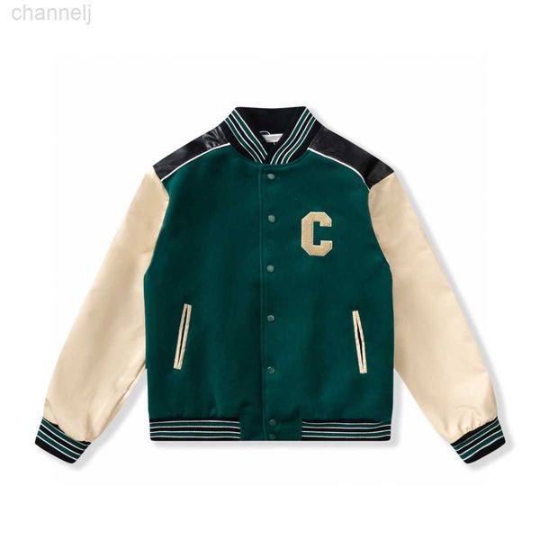 Chaquetas de hombre Chaqueta de diseñador abrigos de hombre jack de vuelo Uniforme de béisbol Letra C bordado Cuero de PU cómodo Broche de perla moda Ropa de hombre channelj0714