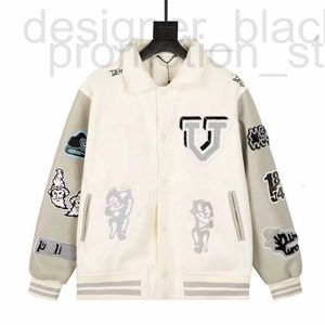 Herenjassen Designer MULTI-PATCHES GEMENGD LEDEREN VARSITY BLOUSON Jasarmen met bouclette geborduurde patches dames gestreepte wollen ribben op PRNX