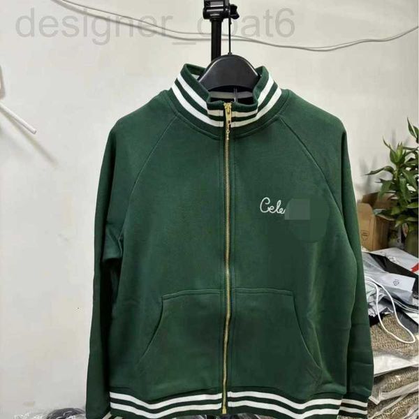 Diseñador de chaquetas para hombres Nueva ropa para mujeres 23 principios de otoño nueva chaqueta de béisbol holgada estilo minimalista verde oscuro VI9C