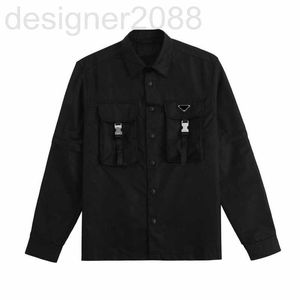 Herenjacks ontwerper shirt jas klassieke vintage lange top stof comfortabel ademende geperforeerde verwijderbare mouw hoge uxwy