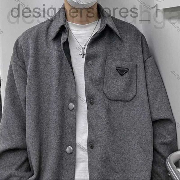 Vestes pour hommes veste en laine de designer vestes coupe-vent hiver chaud parka triangle en métal chemise grise hommes et femmes sweat-shirt épaissi manteau décontracté