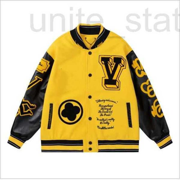 Chaquetas de hombre Diseñador amarillo varsity Chaqueta de béisbol Hombre Ropa Diseñador de mujer Manga de cuero Abrigos de bombardero Invierno Harajuku Marca japonesa Motocicleta 11 053P