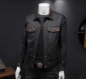 Chaquetas para hombres Diseñadores 2024 Otoño Nuevo Polo Cuello Empalmado Imprimir Abrigo de moda Estación europea Moda Flor oscura Top para hombres TT90