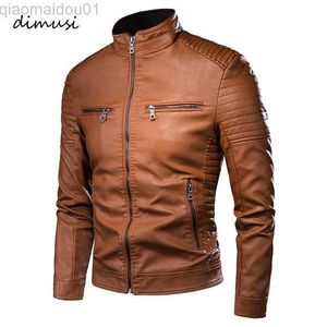 Vestes pour hommes DIMUSI Veste pour hommes Mode Hommes Vintage Vestes en cuir Casual Hommes Faux Cuir Moto Vestes Biker Zipper Poches Manteaux L230721