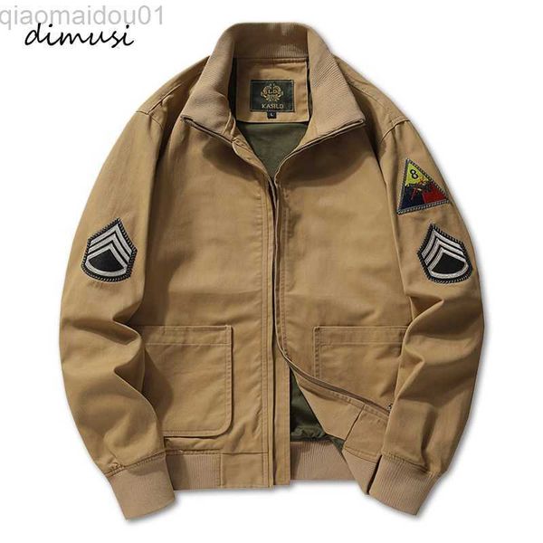 Vestes pour hommes DIMUSI New Men's Bomber Jacket Casual Male Outwear Windbreaker Coats Fashion Stand Collar Retro Military Jackets mens Clothing L230721