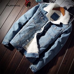 Herenjacks Dimusi winter s denim mode fleece dikke warme jeans jas casual slanke outwear windbreaker cowboy jassen 6xl 220905