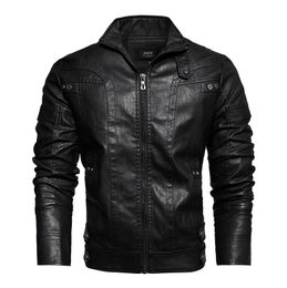 Herenjacks Dipucool Men Fashion Leather Jacket Autumn Motorcycle Slim Fleece Jackets Coat Outdoor Casual Motor Biker PU Jacket Outwear 230816
