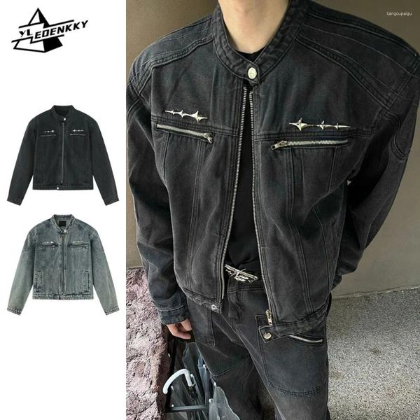 Vestes pour hommes en détresse veste de jean hommes femmes femmes vintage lavée cropped cowboy manteau haute couloir zip-up décontracté haut de gamme unisexe