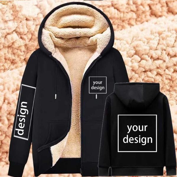 Vestes pour hommes DIY Pattern Zipper Harajuku Fleece Hoodies Manteau Sweat-shirt imprimé