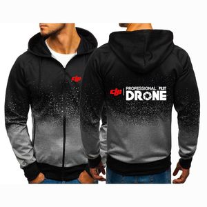 Vestes pour hommes DJI Professional Pilot Drone 2022 Veste pour hommes Imprimer Casual Harajuku Gradient Manteau Sweatshirts Zipper Sweats à capuche Tops Clothin