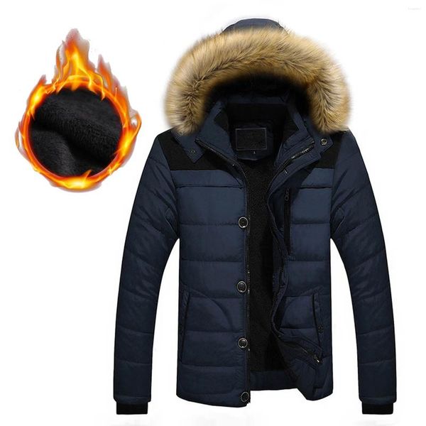 Vestes pour hommes Down Puff Jacket Hommes à capuche chaud avec fermeture à glissière manteau d'extérieur poche hiver manteaux épais pour