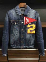 Vestes pour hommes DSQ PHANTOM TURTLE Denim veste hommes manteau bleu décontracté coton col rabattu à manches longues Denim Bomber vestes pour homme 98362 x0913 x0913