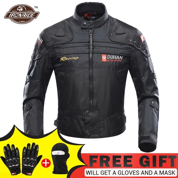 Chaquetas para hombres DUHAN Chaqueta de motocicleta negra Pantalones de motocicleta Hombres Motocross Racing Traje Body Armor con protector de cadera Moto Ropa Set 231020