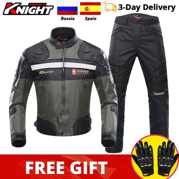 Vestes pour hommes Duhan Veste de moto Pantalon Costume Veste de course imperméable Protection Motocross Doublure Four Seasons Veste de moto Hommes S-3XL 231216