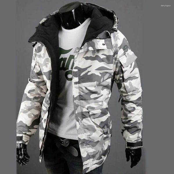 Vestes pour hommes vêtement extérieur durable en laine chaud régulier imprimé camouflage veste manteau ample cool