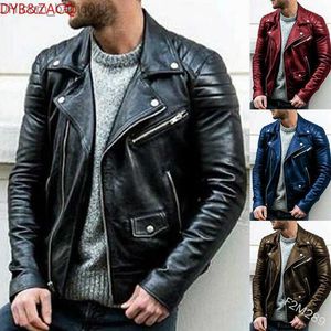 Vestes pour hommes DYB ZACQ Veste en cuir Hommes Vestes en cuir Slim Fit Veste de moto Homme Biker Manteau Automne Py38 Veste en cuir T230804