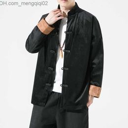 Herenjacks Oost -Azië Nieuwigheid Menslijtage Plus size Chinese Hanfu -knop Jacket Tai Chi Kung Fu Tang Pak Contrast Kleurjas Z230816