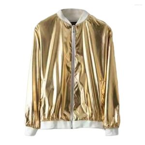 Vestes pour hommes Élastique Hem Poignets Veste Élégant Brillant Couleur Solide Cardigan Pour Hip Hop Street Dance Discothèque Performance sur scène