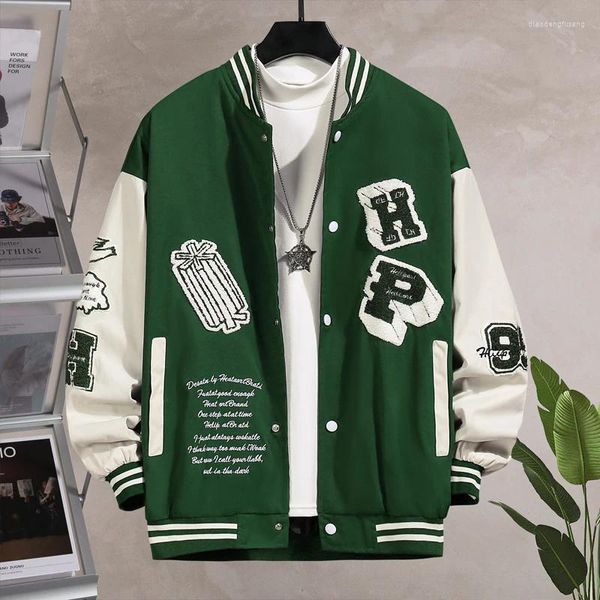 Chaquetas para hombres bordado hombres ropa chaqueta de béisbol de alta calidad patchwork moda casual ropa exterior pareja vintage suelto streetwear primavera