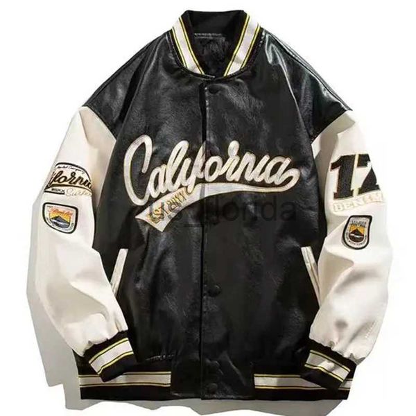 Vestes pour hommes Broderie Pilote Baseball Veste Hommes Hip-Hop Streetwear PU Cuir Varsity Bomber Veste Femmes 2023 Nouveau Harajuku Lâche Manteaux J231111