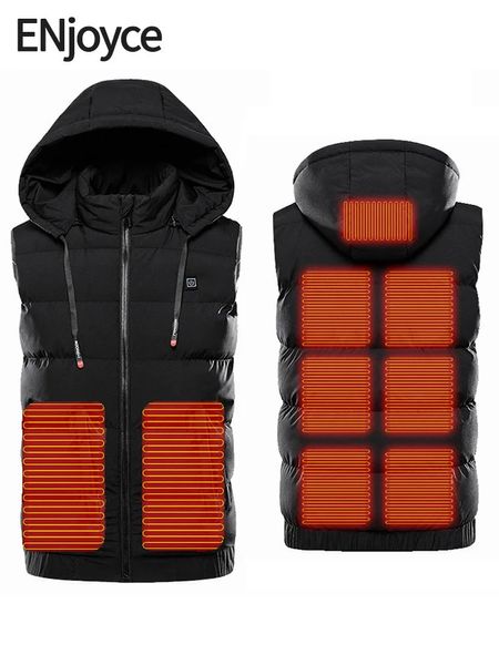 Vestes pour hommes Enjoyce Gilet chauffant pour hiver Hommes Femmes Chaud Chauffé Smart Jacket USB Heat Plus Taille M-7XL Pêche Sweat à capuche Vêtements de fièvre P8180 231128