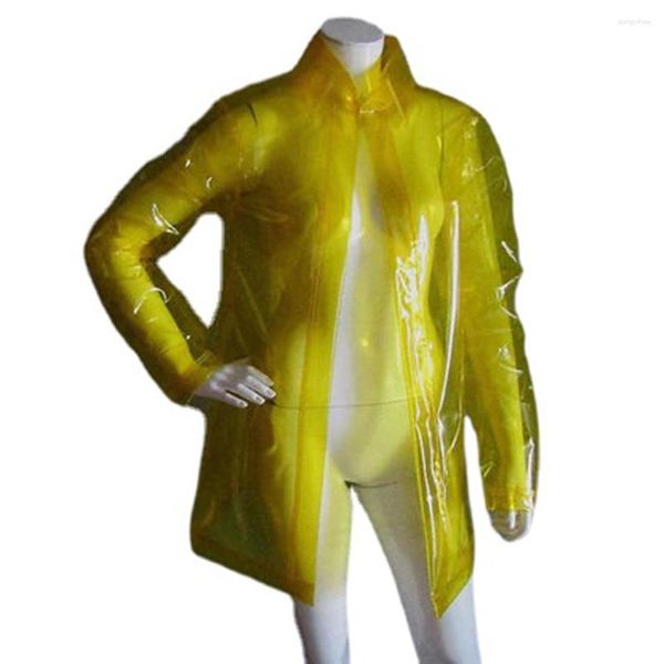 Chaquetas de hombre Vinilo erótico PVC transparente Cuello vuelto Transparencia Abrigos de manga larga Perspectiva Chaqueta Tops Fiesta Night Clubwear Outfit