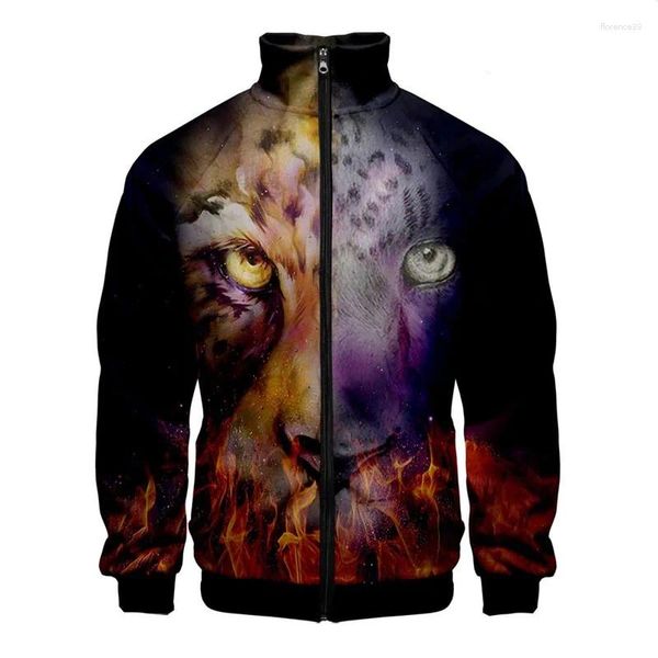 Chaquetas para hombres est animel leopardo 3d estampado con cremallera