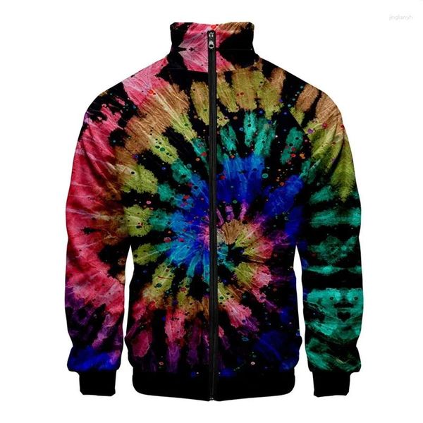 Vestes pour hommes Est Tie-Dye Modèle 3D Collier de revers Hommes Femmes Veste à glissière Vêtements Casual Manteau à manches longues Vêtements pour hommes Manteaux de printemps