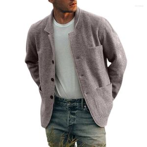Hommes vestes taille européenne homme décontracté pardessus manteaux automne 2023 jeunesse couleur unie mode tendance gris noir pull Streetwear