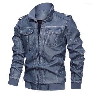 Vestes pour hommes de Style européen et américain en cuir Pu pour hommes lavé fait à l'ancienne veste de moto grande taille