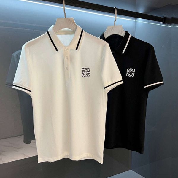 Chaquetas para hombres Estación europea Ropa para hombre Luo Jia 2023 Primavera / Verano Nuevo Polo con patrón bordado simple para mangas cortas casuales