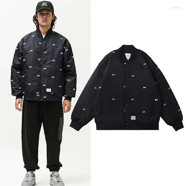 Chaquetas para hombre Otoño Invierno llegada hueso bordado piloto grueso abrigo algodón japonés moda y chaqueta de béisbol para mujer