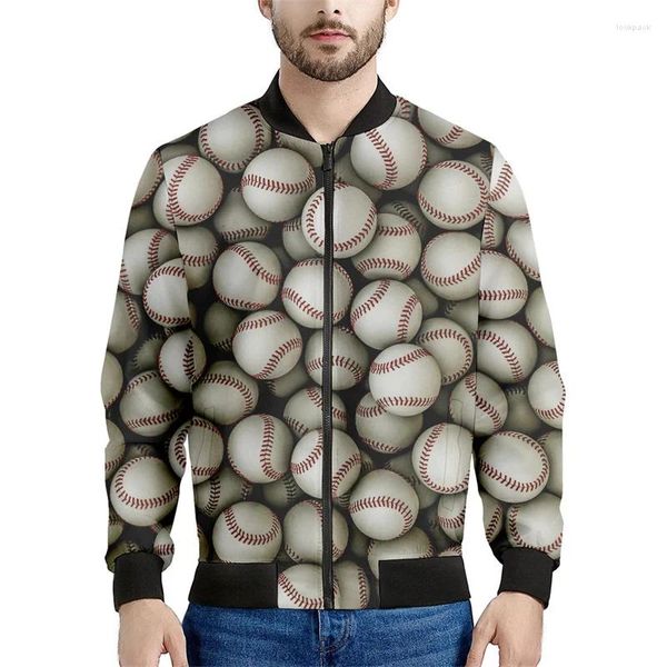 Chaquetas para hombres moda chaqueta de béisbol estampada 3D hombres de gran tamaño sudadera tops mangas largas calles calles bombardero abrigo