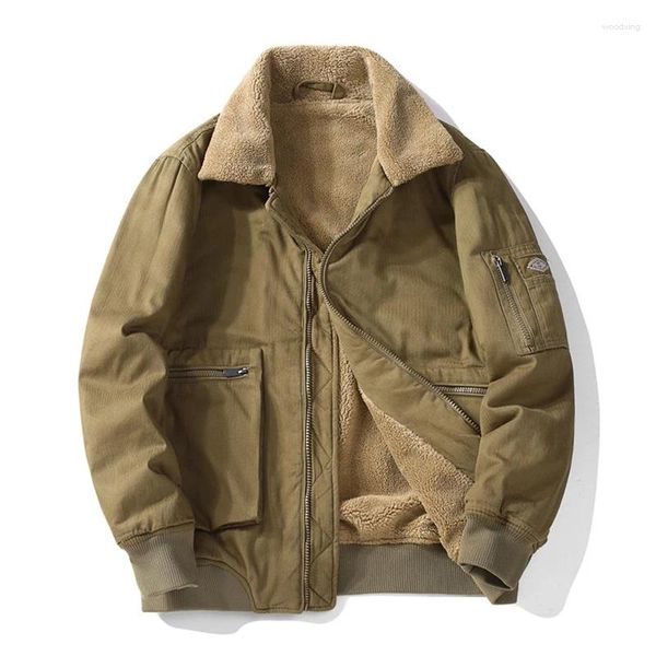 Chaquetas para hombres Chaqueta de bombardero de moda Hombres Abrigos militares de lana de alta calidad Estilo Safari Cálido Negro Khaki Army Parkas Plus Tamaño 4XL