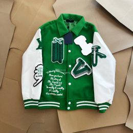 Herenjassen Modemerk Heren damesjas L Vintage Losvallend Lange mouw Groen Honkbal Heren Hiphop Herfst Varsity Casual warme bommenwerperkleding