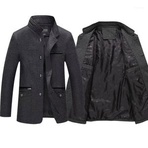 Chaquetas de los hombres Moda de negocios Espesar Chaqueta delgada Hombres Abrigo de algodón Lana de invierno Hombre Peacoat Marca Ropa Drop Overcoat1