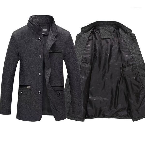 Hommes vestes mode affaires épaissir mince veste hommes coton manteau hiver laine mâle caban marque vêtements goutte pardessus1