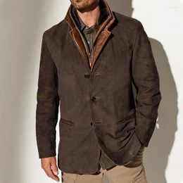 Vestes pour hommes Mode manches longues Denim Style Belle veste Vintage Brown Slim Fit Fourrure et manteau décontracté pour femmes