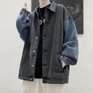 Vestes pour hommes mode ample jean à capuche hommes garçons Patchwork Denim veste Cool printemps Punk sweat mâle japon Harajuku haute rue hauts