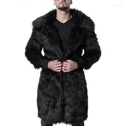 Vestes pour hommes Mode Homme Gentleman Imitation Cheveux Trench Vêtements 2023 Automne Hiver Élégant Luxe Tendance Fausse Fourrure Long Épaissir Manteau