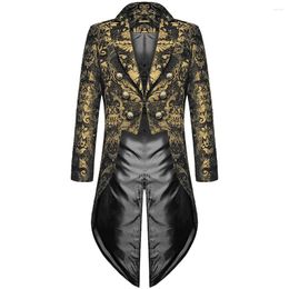 Giacche da uomo Moda Uomo Steampunk Trench Coat Stampa vintage Doppio petto Frac Costume cosplay medievale Giacca Cappotti Abbigliamento maschile