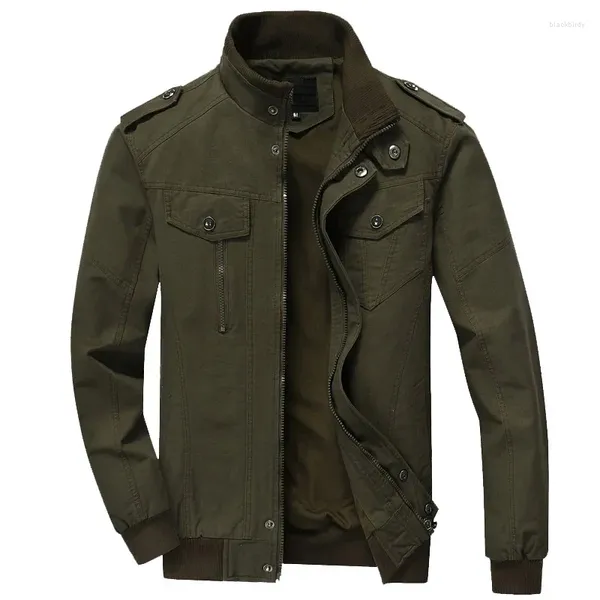 Vestes pour hommes Mode Salopette Hommes Bomber Veste Coton À Manches Longues Kaki Vol Automne Casual Mâle Plus Taille Manteau Vert 6XL Garçons Tops