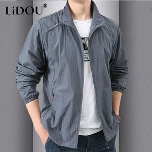 Vestes pour hommes Mode séchage rapide veste respirante pour homme lâche décontracté col montant manteaux poche solide outwear vêtements de sport 230919