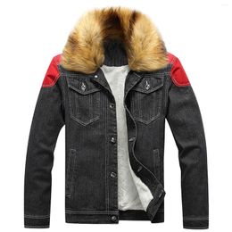 Vestes pour hommes Mode Streetwear Épaissir Chaud Fourrure Coller Jeans Manteau Simple Boutonnage Jean Veste Hommes Automne Beau Outwear 2024