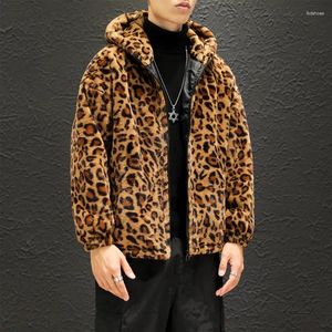 Chaquetas para hombres Moda Cálido Amor Chaqueta de invierno Hombres Abrigo Mujer Con capucha Piel sintética Leopardo Casual Slim Parka S-3XL