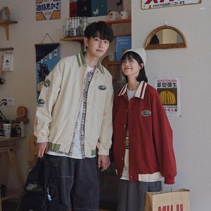 Vestes pour hommes à la mode Four Seasons Baseball Uniform Coat Harajuku Style Loose Burgundy Jacket