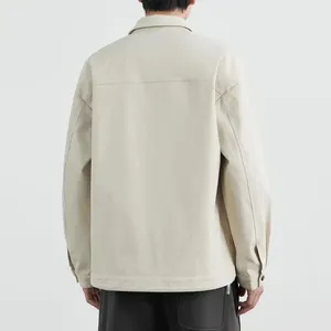 Chaquetas para hombres Chaqueta de moda con bolsillos con cremallera Ropa de calle Longitud media Abrigo para hombres Solapa suelta de un solo pecho Color sólido para mujeres de otoño